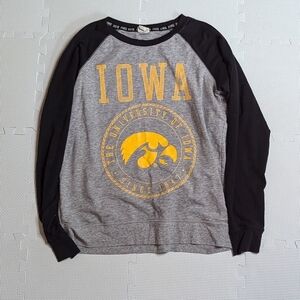 Victoria's Secret Pink University Of Iowa Hawkeye Long Sleeve Pullover Gray Med